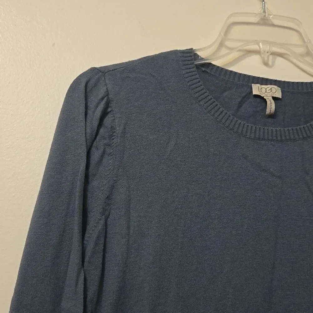LOGO Lori Goldstein Pullover Sweater Dress Cashmere/Cotton Sheer Hem Women's XL - Picture 3 of 6
